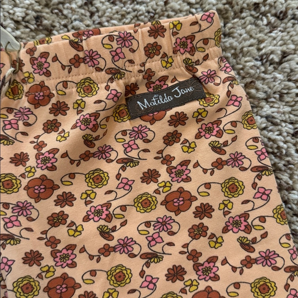 Matilda Jane Floral Ruffle Shorties - Peach and Rust size 6 NWT “Stay Positive” - Picture 2 of 7